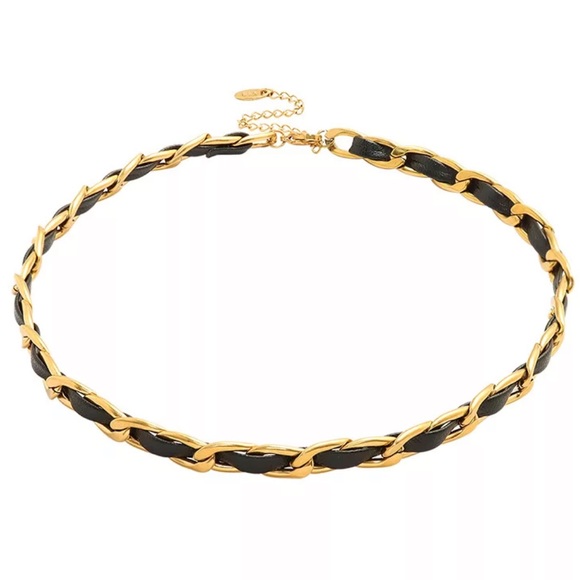 Leather necklace choker necklace black necklace - Picture 3 of 4